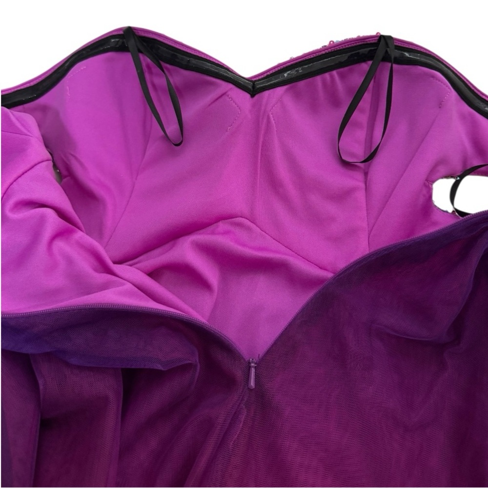 Blondie Nites Sequin Ombre Tulle Strapless Party Dress Pink Purple Juniors 11 - Picture 10 of 12